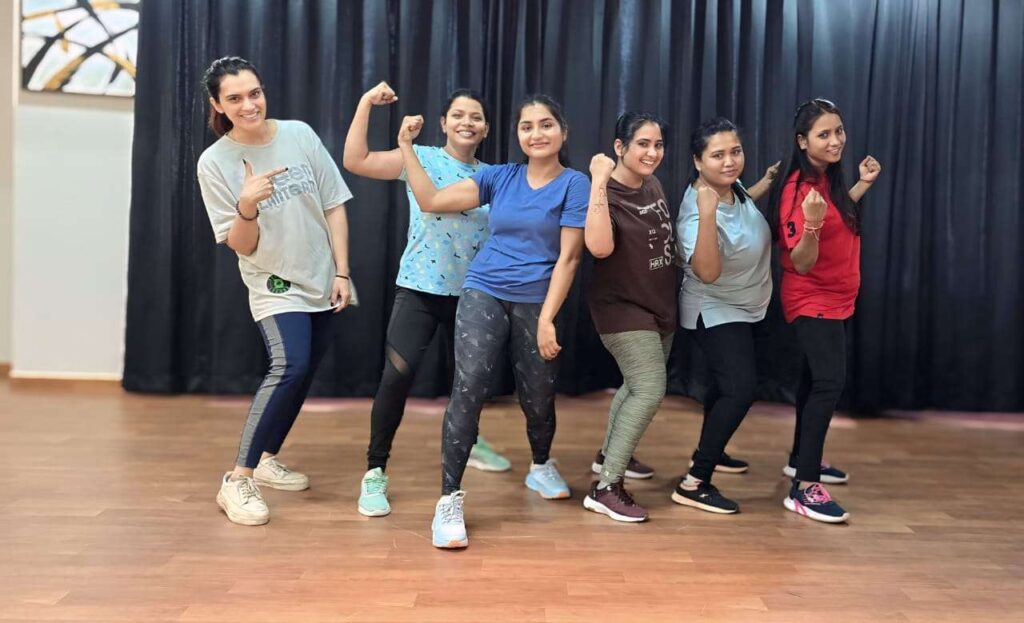 Students enjoying fun and energizing Zumba workouts at Nritya Nirvana Dance Studio in Wagholi, Pune