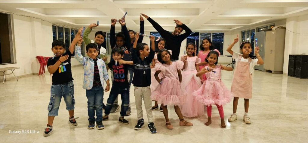 Children enjoying fun and engaging kids dance lessons with music at Nritya Nirvana Dance Studio, Wagholi Pune