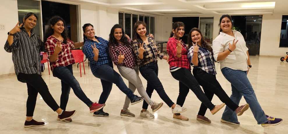 "Students learning the latest Bollywood dance moves at Nritya Nirvana Dance Studio Wagholi Pune – dance to trending Bollywood songs"